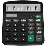 Helect Taschenrechner Standard Tischrechner 12-stelliger Dual-Power (Solar und Batterie) Tischrechner, Schwarz