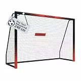 HUDORA Fußballtor Pro Tect 240 Advanced – Outdoor Fußballtor mit Netz und wetterfester Ummantelung für Kinder/Erwachsene – Einfacher Aufbau im Garten – Torwand mit Reiß- und Klettverschlüssen – Black
