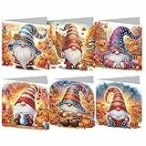 Aukojoy 6er DIY Diamond Painting Grußkarten-Set Weihnachtliche Designs Strass Diamond Art Mosaik-Postkarten Dankeskarten und Feiertagsgrüße Bastelset