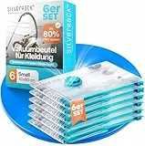 SilverRack Vakuumbeutel für Kleidung [6 Stück] Small (40x60 cm) - INKL. ETIKETTEN - Aufbewahrung Vakuumbeutel Kleidung - für alle Staubsauger - kleine Vakuumtüten - Vacuum Bags for clothing