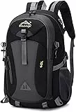 Mrracxy Wanderrucksack Herren Damen 40L Wasserdichter Rucksack Leicht Faltbarer Reiserucksack Trekkingrucksack mit Reflexstreifen Für Radfahren, Klettern, Bergsteigen und Reisen Sport，Schwarz