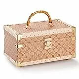 Vee Schmuckkästchen Damen,Schmuckkasten mit 3 Ebenen,Vintage Schmuckbox für Armbänder Uhren Ohrringe,flexibles Schmucktablett,Schmuckaufbewahrung mit Spiegel,viel Stauraum,Geschenk (blassrosa)