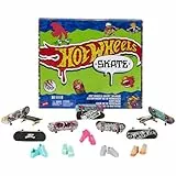 Hot Wheels Skate-Fingerboards 10er-Pack, Set aus 10 Finger-Skateboards mit 5 Paar abnehmbaren Skateboard-Schuhen im Hot Wheels Design, HTP59