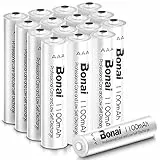 BONAI Akku AAA 1100mAh 16 Stück Wiederaufladbare Batterien hohe Kapazität 1,2V Micro AAA Accu NI-MH Aufladbare Akkubatterien HR03 Rechargeable Battery geringe Selbstentladung