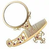 minkissy 1satz Handheld Vintage Makeup Mirror Mit Kamm Klappbarer Kosmetikspiegel Für Reisen Mini Spiegel Für Damen Retro Design Für Zuhause Und Unterwegs