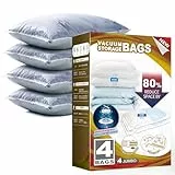 TAILI Vakuumbeutel für Bettdecken 4 Stück Jumbo Vakuumbeutel für Kleidung XXL 100 x 80 CM Vakuumierbeutel für Bettwäsche, Bettdecken und Decken, Kissen, Spart Mehr Platzsparende
