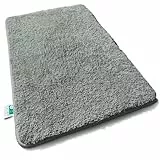 casa pura Badematte grau weicher, Flauschiger Badezimmerteppich in Shaggy Optik, Badvorleger rutschfest waschbar | Duschvorleger, Teppich Fußmatte für Badezimmer, Dusche 80x150 cm, Sky Soft