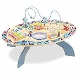 mamabrum 7-in-1 Lerntisch aus Holz – Interaktiver Montessori Aktivitätstisch für Babys ab 6 Monaten – Motorikspielzeug mit Trommel, Labyrinth & Zahnrädern (67,5 x 47 x 42 cm)