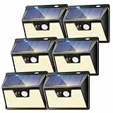 kolpop Solarlampen für Außen, [6 Stück] 140 LED Warmweiß Solar Strahler Außen, Solar Aussenleuchte mit Bewegungsmelder IP65 Wasserdichte, 3 Modi 180° erleuchtung Solarlampen für Außen Wand Garten