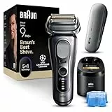 Braun Series 9 PRO+ Rasierer Herren Elektrisch, 5+1 Ultradünne Klingen, Rasierapparat mit 60 Min. Akku, Ladeetui, 6in1 SmartCare Center, Wet & Dry Elektrorasierer Made in Germany, 9677cce, Silber