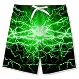 Belovecol Kinder Jungen Sommer 3D Grüner Blitz Urlaub Strand Shorts Hawaiian Badeanzug Shorts Tropical Beach