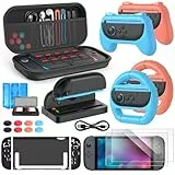 Switch 2 Zubehör Set, 24-in-1-Set, Switch 2 Hülle, 2 Displayschutzfolien, Ladestation für Nintendo Switch 2 mit Kabel, 2 Lenkräder, Joy-Con 2 Schutzhülle & 2 Griffe, 8 Daumengriffe, 2 Spie