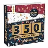 350 Origami-Papiere - Weihnachten: 350 Falt-Papiere (14 x14 cm, 80 g/m²), in 25 Designs, davon 50 Papiere mit Metallic-Folie, 20 Seiten Origami-Grundkurs, Softcover (Origami Blöcke / Faltblätter)