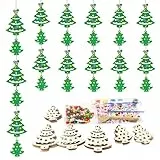 DKINY 30PCS Weihnachtsbaum Holzanhänger Bastelset Kinder Christbaum zum Basteln & Bemalen DIY Weihnachtsanhänger mit Glocken Weihnachtsbaumschmuck Christbaumschmuck Kreativset Geschenk Junge Mädchen