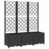 vidaXL Pflanzkasten mit Spalier, PP, Schwarz, 120x40x136 cm, Hochbeet für Terrasse & Balkon, Garten, Pflanzenstütze, DIY Pflanzkasten