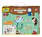 Lena Premium Bastelkoffer Pferde - Bastelset mit 400 Teilen für kreative Projekte, inkl. Moosgummi, Buntpapier, Perlen, Federn, Knöpfe, Straßsteine, uvm., Mädchen Geschenk für Kinder ab 5 Jahren
