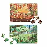 Melissa & Doug Let's Explore Doppelseitiges Bodenpuzzle Seek & Find mit Lupe | Puzzle für Kinder | Spionage und Suche nach Kindern |3+| Geschenk für Jungen oder Mädchen | FSC-zertifizierte Materialien