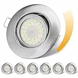 cloksh LED Einbaustrahler 230V Flach Dimmbar LED Spots 6W IP44 Bad Einbauleuchten Deckenspots Deckenstrahler,Neutralweiß 4000K Schwenkbar Einbauspots für Badezimmer Küche Wohnzimmer,6er Set