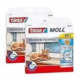 tesa INSULATION Dichtungsband Premium - Selbstklebende Silikondichtung zum Isolieren von Spalten an Fenstern und Türen - Transparent - 6 m x 9 mm x 7 mm (Transparent, 2 Packungen)