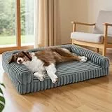 BEDSURE orthopädisches Hundebett Grosse Hunde - 89x64x18cm wasserdichtes Hundesofa mit Memory-Schaum & Eierkarton-Schaum, waschbarer und Abnehmbarer Cordbezug Hundecouch, grau