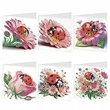 DIY Diamond Painting Karten Set 6 Stück Geburtstag mit Umschlag Set Diamant Malerei Grußkarte Geburtstagskarten Diamond Art Painting Karten für Freunde Familie