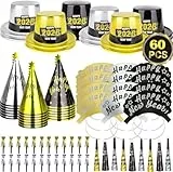 2026 Happy New Year's Eve Deko Set Silvester Fransen Kegel Hut mit Folie Quaste Fransen Schimmer Stirnband Blowouts Blower Perlenkette für Kinder Erwachsene Silvester Party