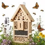 Relaxdays Insektenhotel, Bausatz, Holz, HxBxT: 30,5 x 17,5 x 6 cm, Insektenhaus zum Aufhängen, Garten & Balkon, Natur