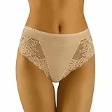 Wolbar Damen Slips Spitze Hoher Bund Unterhose WB408, Beige,M