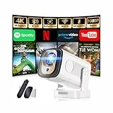 Beamer 1080P mit WiFi & Bluetooth Android Projektor, Mini Beamer 4k【2026 Modell &270° Drehbarer】 Tragbarer Projektor Native 4K Full HD Unterstützung Laptop PC/HDMI/USB/Autofokussierung, weiß