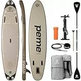 peme Stand Up Paddling Board SUP Paddle Standup Sub Surfbrett mit Zubehör Surfboard Paddelboot für Wassersport bis 166 kg Allround Paddleboard Supboard und Doppelpaddel – Hydro 350cm Sand Storm