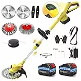 TOOLTESOO Akku Rasentrimmer mit Akku und Unkrautbürste für Makita-Akkus, 21v akku freischneider, 5 in 1 rasentrimmer,90° Trimmwinkel, mit 2 Akku 4.0Ah für Garden Trimmen