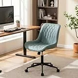 YOUNIKE Bürostuhl Schreibtischstuhl Ergonomisch PU-Leder bis 136 kg Belastbar, Drehstuhl Höhenverstellbar Computerstuhl Ohne Armlehnen, Bürostuhl mit Rückenlehne und Rollen, Graugrün