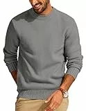 PJ PAUL JONES Herren Pullover Sweater moderner Basic Gestrickt Langarm Rippstrickpullover (Hellgrau, XL)