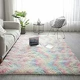 ISMOL Weicher Flauschiger Zottelteppich Wohnzimmer Schlafzimmer Flächenteppich Waschbarer Rutschfester Teppich Im Freien Flur Moderner Dekorativer Teppich(schillernd, 60x120cm)