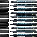 Schneider Maxx 133 Permanent-Marker mit Keilspitze (Strichstärke: 1-4 mm, nachfüllbar) 10er Packung schwarz