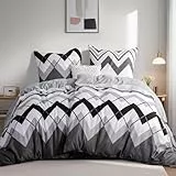 Tifschlaf Bettwäsche 135x200 4teilig, 2 Chevron Bettbezüge 135 x 200 mit 2 Kissenbezüge 80x80 cm, ÖKO-TEX Mikrofaser Bettwäsche-Sets Geometrisch Muster, Bügelfrei Duvet Cover mit Reißverschluss