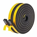 fowong Dichtungsband Selbstklebend für Fenster, Neu Türdichtung 12mm(B) x12mm(D), Moosgummi Schaumstoffband zur Isolierung, Schalldämmend, Rückstandsfrei, Wasserdicht (2 Rollen je 2m)