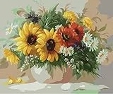 Kaieteur Malen nach Zahlen für Erwachsene, DIY Leinwand Ölgemälde Kit für Kinder mit Pinseln Acrylpigment Zeichnung Lackierung 40x50cm (Yellow Flower)