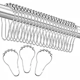 24 Stück Duschvorhang Ringe Duschfensterstange Silber Duschvorhangringe, Edelstahl Duschvorhang Haken Gardinenringe Rutschfester Duschringe Duschvorhanghaken für Badezimmer Duschstangen