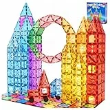 WOOBLO Magnetische Bausteine (𝟏𝟎𝟖 𝐭𝐞𝐢𝐥𝐢𝐠 𝐢𝐧𝐤𝐥 𝟐 𝐀𝐮𝐭𝐨𝐬), Magnetbausteine für Kinder ab 3 Jahren, Kreatives Magnetspiel mit Starken Magnete, Montessori Spielzeug Geschenk,Abnehmbar