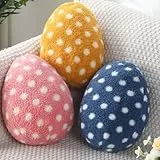 Namalu 3 Stück Niedliche Dekokissen 25 cm Eier Kuschelkissen Süße Dekokissen für Kinder Mädchen Junge Lustige Sofakissen Zierkissen für Kinderzimmer Babyzimmer Schlafzimmer Deko (Gelb, Blau, Rosa)