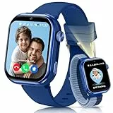 Smartwatch Kinder mit GPS und Telefon, Kinderuhr mit SIM, Videoanrufe, Sprachchat, Schulmodus, SOS SMS Schlafmonitor, IP68 Wecker Schrittzähler Taschenlampe Kinder Smartwatch für Mädchen Jungen, Blau