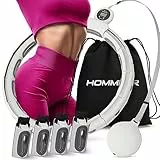 Smart Hula Hoop Leise mit Zähler Weiß bis zu Größe XL/Fitness Hula Hoop mit Gewicht Kugel - Smart Hula Hoop Reifen Erwachsene