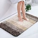 Homaxy Weich Badezimmerteppich 60x90 cm, rutschfest waschbar Badematte Flauschige Hochflor Badteppich Mikrofaser Saugfähig Badvorleger Duschvorleger (Braun)