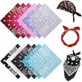 Awumbuk Bandana Damen & Herren 12 Stück – Atmungsaktives Dreieckstuch Kopftuch, Halstuch Motorrad und Paisley Tuch – Vielseitig für Western-Party, Cowboy-Outfit und Sommer Sport (55 x 55 cm)