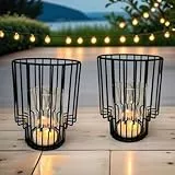 2er Set Orientalisches Windlicht Laterne orientalisch Beek 18cm | Orientalische Vintage Teelichthalter Schwarz außen | Marokkanische Windlichter aus Metall als Dekoration