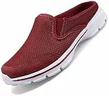 Acfoda Slip On Hausschuhe Damen Sommer Sabot Schuhe Mesh Atmungsaktive Pantoffeln Geschlossen Pantoletten Leicht Clogs, 40 EU, Rot