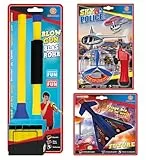 Günther Flugspiele 1714 - Flugspielzeug Set mit Schleudersegler Jet Future ca. 14 x 19 cm, Blasrohr mit 5 Pfeilen & Helikopter Sky Police ca. 12,5 cm