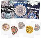 Pobuu 3 Stück Mandalas Malbücher für Erwachsene, Einzigartiges Mandala-Muster zur Stress Abbauen, Malbuch für Erwachsene, Entspannende Malbücher für Frauen Männer