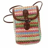Generisch Bunter Crossbody Bag für Damen Gewebte Umhängetasche Stroh für Stylischer Boho Look mit Genügend für Handy Essentials für Strand Freizeit